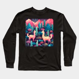 Llamas in Cactus Fields Long Sleeve T-Shirt